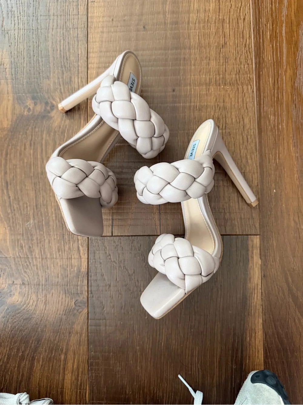Steve Madden Kenley Taupe Braided Double-Strap Stiletto Sandals
